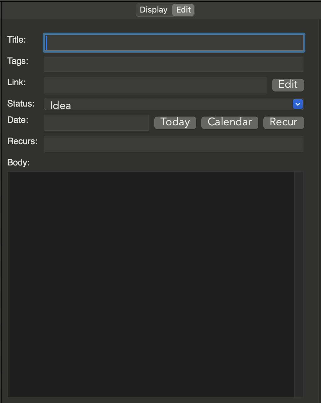 The Edit Tab within Notenik